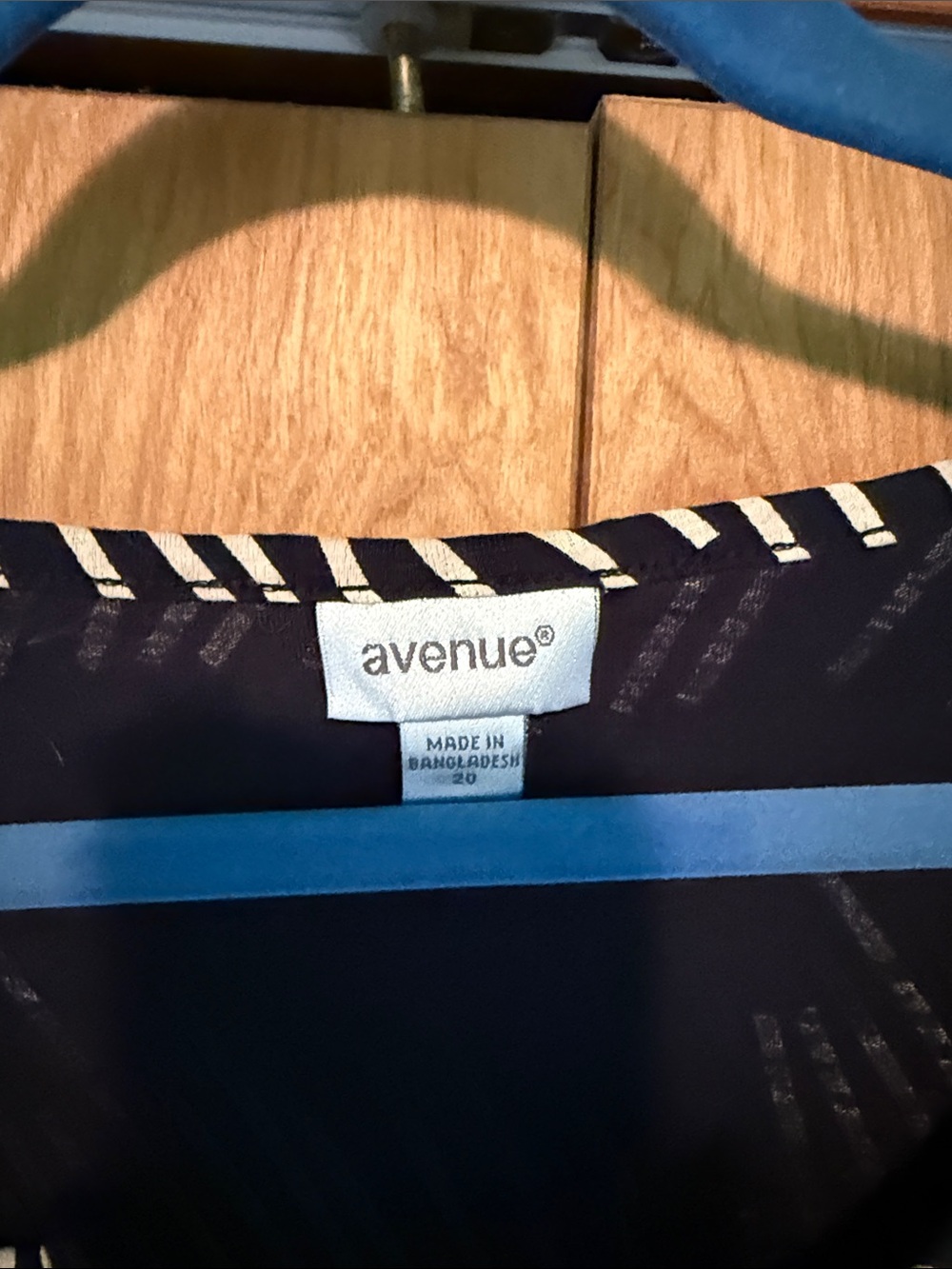 Avenue Navy Top with White Stripe Neck Trim